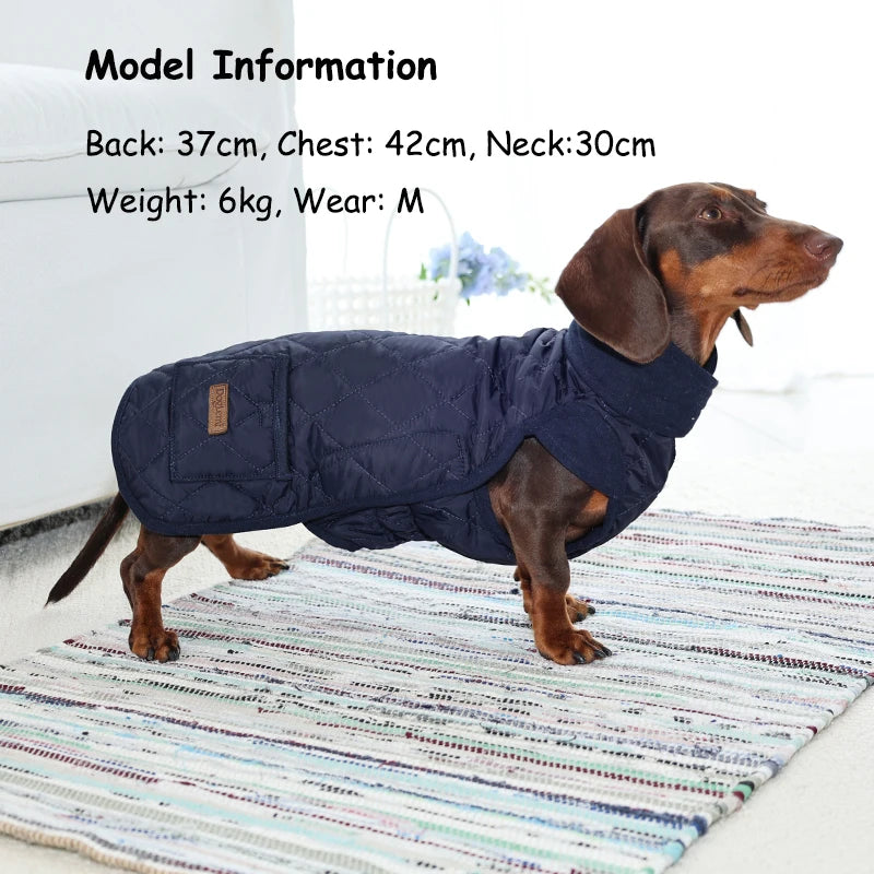 Winter Dog Coat for Dachshund Water Repellent Warm Dog Jacekt for Smaller Short-Leg Dogs Diamond Quilted Windproof Dog Clothing