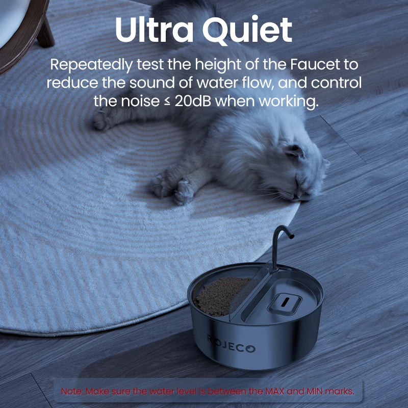 ROJECO 2 in 1 Automatic Pet Water Dispenser With Feeder Bowl Stainless Steel Dog Water Fountain Smart Cat Food Feeding Drinker