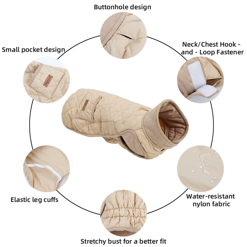 Winter Dog Coat for Dachshund Water Repellent Warm Dog Jacekt for Smaller Short-Leg Dogs Diamond Quilted Windproof Dog Clothing