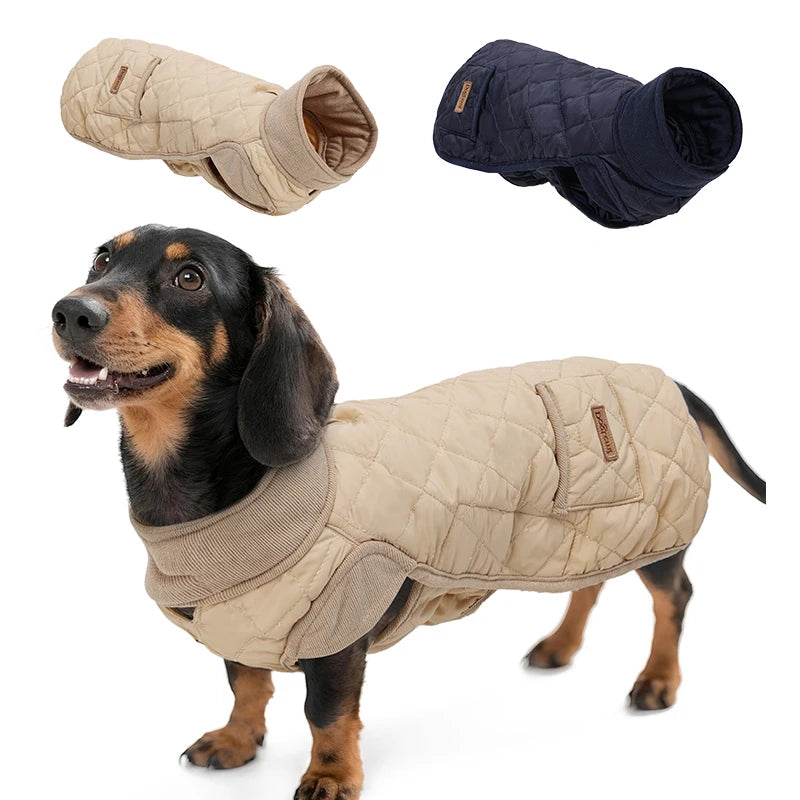 Winter Dog Coat for Dachshund Water Repellent Warm Dog Jacekt for Smaller Short-Leg Dogs Diamond Quilted Windproof Dog Clothing