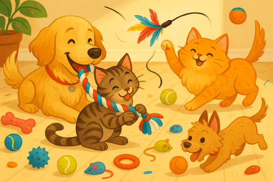 cat and dog play Things